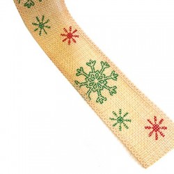 Ribbon Hemp Christmas w/ Snowflake 38mm (~9.5yards/spool)