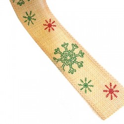 Ruban de Chanvre de Noël avec Flocon de Neige 38 mm (~9.5 Yards/Bobine)