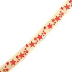 Κορδέλα Βαμβακερή Αστέρια 15mm (~19γιάρδες/καρούλι)