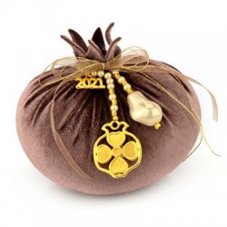 Pomme de Grenade Décorative en Velours ~85 x 95 mm