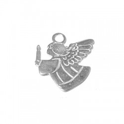 Silver 925 Lucky Pendant Angel w/ Candle 28x25mm