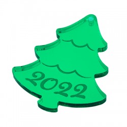 Πλέξι Ακρυλικό Γούρι Χριστουγεννιάτικο Δέντρο "2022" 40x47mm