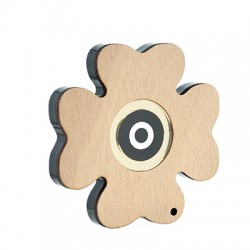 Wooden & Plexi Acrylic Lucky Deco Clover w/ Evil Eye 100mm