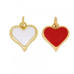 Brass Charm Heart w/ Enamel 13mm