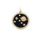 Enameled Brass Charm Round Planets & Zircon 18mm