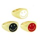 Anello rotondo in Ottone con Faccine Sorridente smaltata 21x14mm