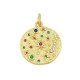Zircon Brass Charm Round Moon Star 16mm