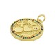 Zircon Brass Charm Round with Symbols 19mm