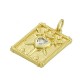 Brass Charm Tag Heart w/ Zircon 15x20mm