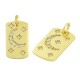 Breloque en Laiton Zircon lune 10 x 18 mm
