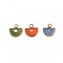 Agate Charm with Brass Base 10x14mm