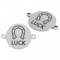 Stainless Steel 304 Στοιχείο Πέταλο "LUCK"Γούρι Μακραμέ 16mm