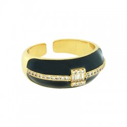Anello in Metallo Ottone con Smalto e Zirconi 22x10mm