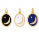 Enameled Brass Charm Oval Moon & Zircon 11x14mm