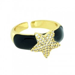 Anello in Metallo Ottone Stella con Zirconi 21x16mm