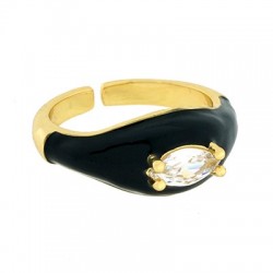 Brass Ring w/ Zircon & Enamel 22x9mm