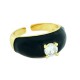 Zircon Brass Finger Ring & Enamel 22x10mm