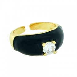 Brass Ring w/ Zircon & Enamel 22x10mm