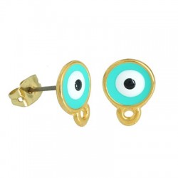 Zamak Earring Eye w/ Enamel Loop & Safety Back 8mm