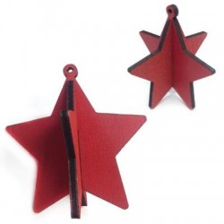 Wooden Lucky Pendant Star 3D 73mm