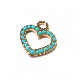 Ciondolo Metallo in Zama Cuore con Strass 15x14mm