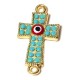 Ciondolo in Zama Croce con Strass e Occhio Smaltato 12x18mm