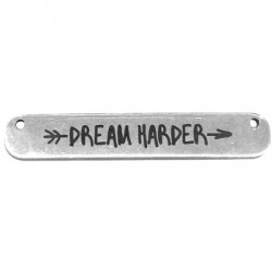 Intercalaire pour collier Barre en Métal/Laiton avec phrase gravée "DREAM HARDER" 35x6mm (Ø 1,2mm)