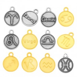 Zamak Charm Round 12 Various Star Sign 12mm