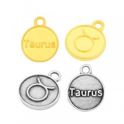 Zamak Charm Round Star Sign Taurus 12mm