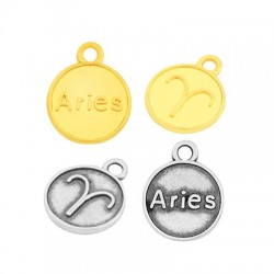 Zamak Charm Round Star Sign Aries 12mm