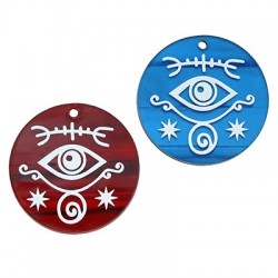 Plexi Acrylic Pendant Round Evil Eye Symbols 35mm