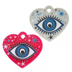 Plexi Acrylic Pendant Heart Evil Eye Stars 40x33mm