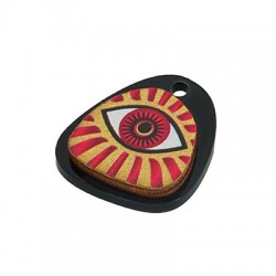 Wooden with Plexi Acrylic Pendant Irregular Evil Eye 20x22mm