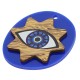 Wooden w/ Plexi Acrylic Pendant Oval Evil Eye Star  38x45mm