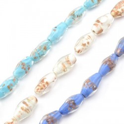 Murano Style Glass Tube Oval 22x10mm
