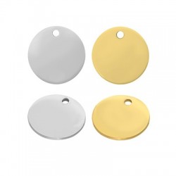 78080370 Breloque Ronde 12mm/0.8mm (Ø1.5mm) en Acier Inoxydable 304