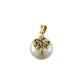 Charm di Perla di Madreperla Rotondo con Palma Zirconi 12mm