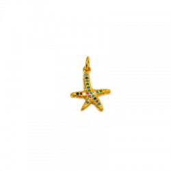 Brass Charm Starfish w/ Zircon 14mm
