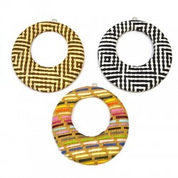 Pendentif rond en Tissu 64 mm