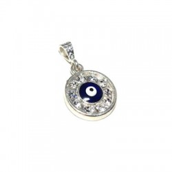 Charm in Argento 925 Rotondo con Swarovski e Occhio 14mm