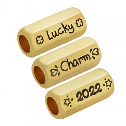 Brass Tube Hexagon "Lucky Charm 2022" 8x19mm (Ø5mm)