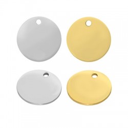 Stainless Steel 304 Charm Round 15mm/0.8mm Ø1.5mm