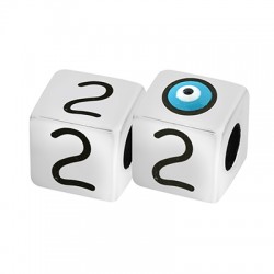 Μεταλλική Xάντρα Κύβος "2" Μάτι με Σμάλτο 10mm (Ø5.2mm)