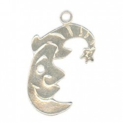 Pendentif en Argent 925 lune avec Bonnet de Noël