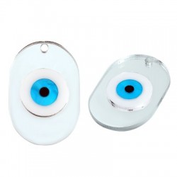 Plexi Acrylic Pendant Tag w/ Evil Eye 30x45mm