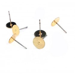 Clous d'oreilles en Métal/Laiton avec disque 10mm (longueur 12 mm)