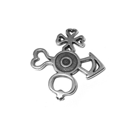 Zamak Pendant Cross with Lucky Symbols 41x45mm