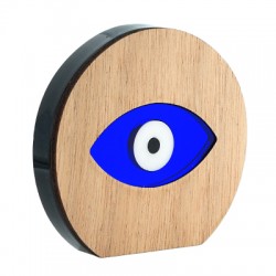 Wooden w/ Plexi Acrylic Lucky Deco Round w/ Evil Eye 80x73mm