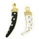 Zircon Brass Pendant Horn & Enamel 37x10mm