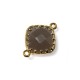 Connettore in Ottone con Cristallo Quadrato Sfaccettato Incastonato 13x18mm